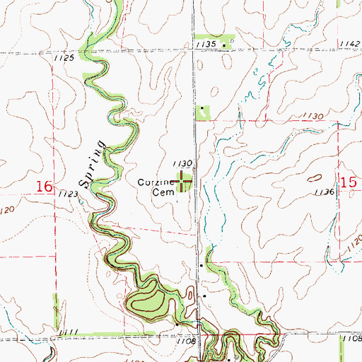 Topographic Map of Corzine Cemetery, KS