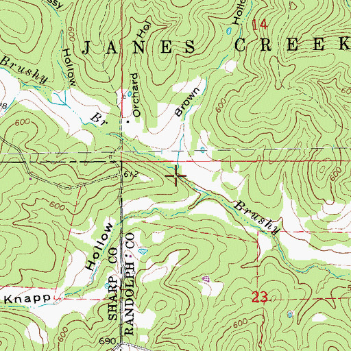 Topographic Map of Brown Hollow, AR