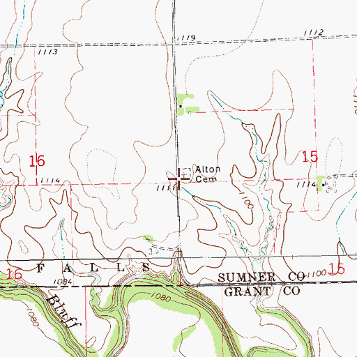 Topographic Map of Alton Cemetery, KS