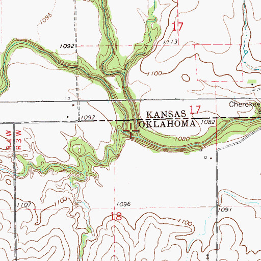 Topographic Map of Fall Creek, KS