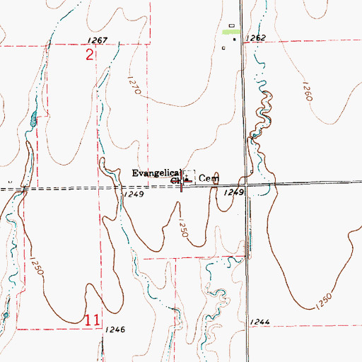 Topographic Map of Evangelical Church, KS