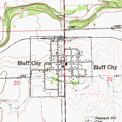 Topographic Map of Bluff City, KS