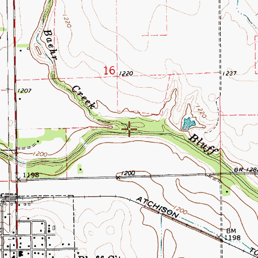 Topographic Map of Baehr Creek, KS