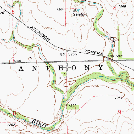 Topographic Map of Township of Anthony (historical), KS