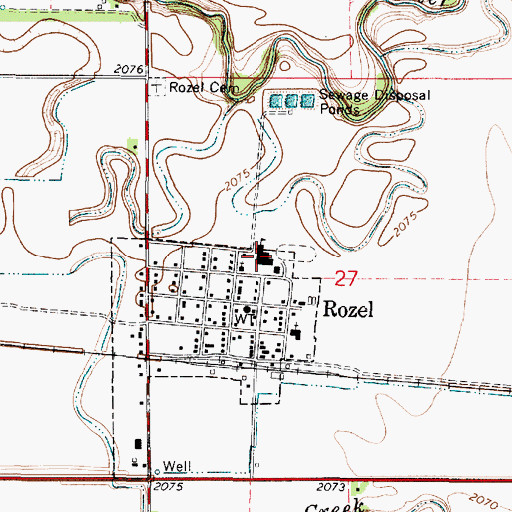 Topographic Map of Pawnee Heights School, KS