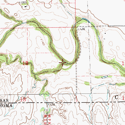 Topographic Map of Wolf Creek, KS