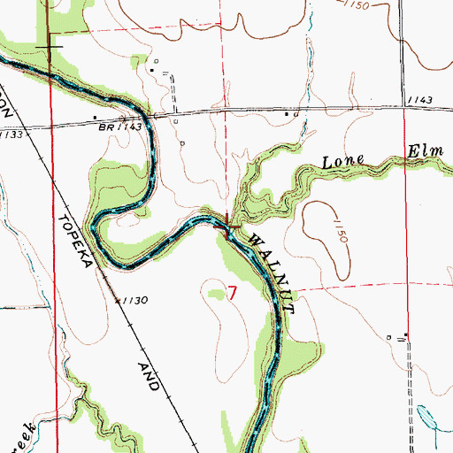Topographic Map of Lone Elm Creek, KS