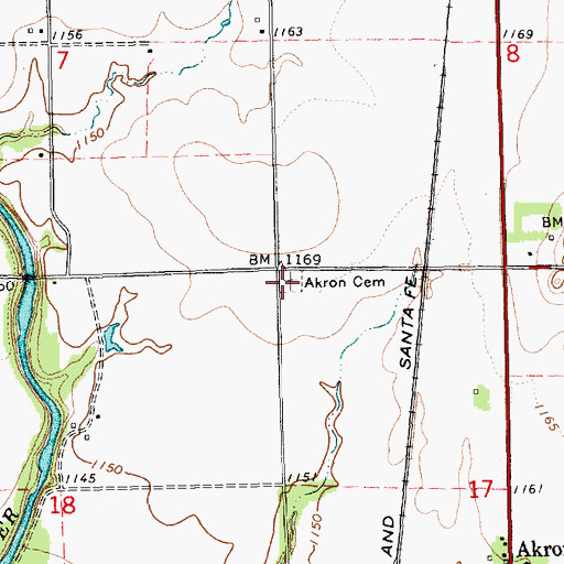 Topographic Map of Akron Cemetery, KS