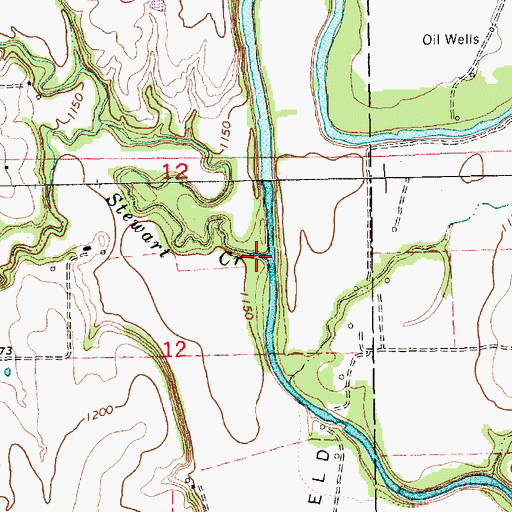Topographic Map of Stewart Creek, KS