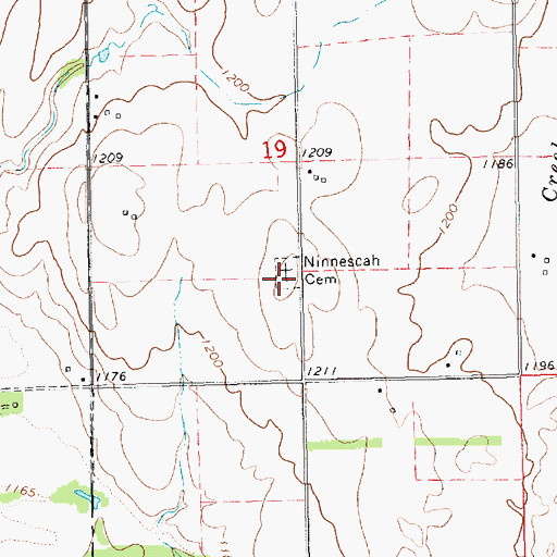 Topographic Map of Ninnescah Cemetery, KS