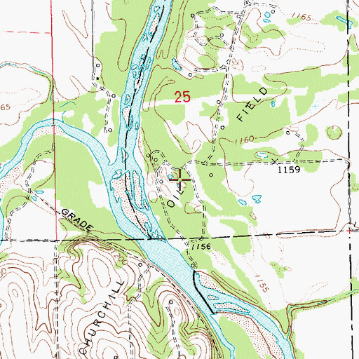 Topographic Map of Churchill Oil Field, KS
