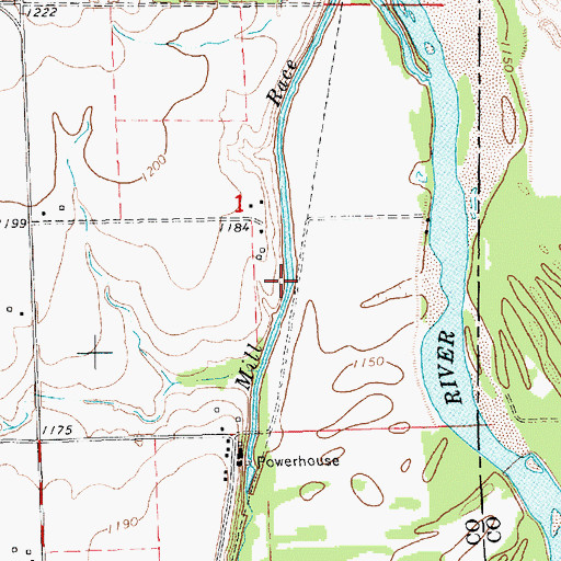 Topographic Map of Mill Race, KS