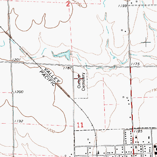 Topographic Map of Oxford Cemetery, KS