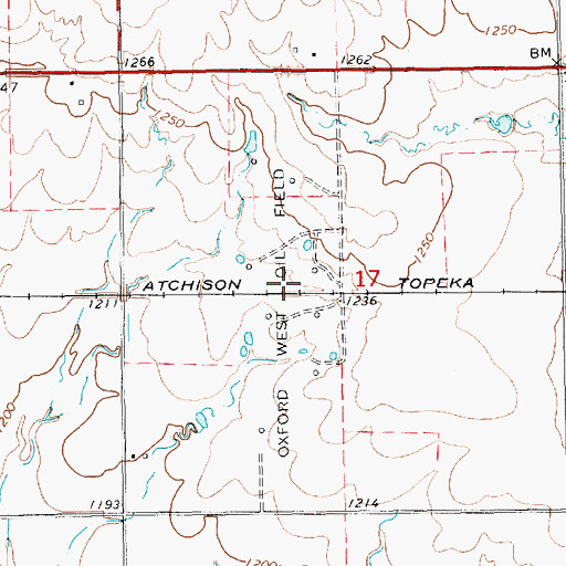 Topographic Map of Oxford West Oil Field, KS