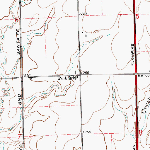 Topographic Map of Pink School, KS