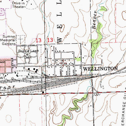 Topographic Map of Wellington, KS