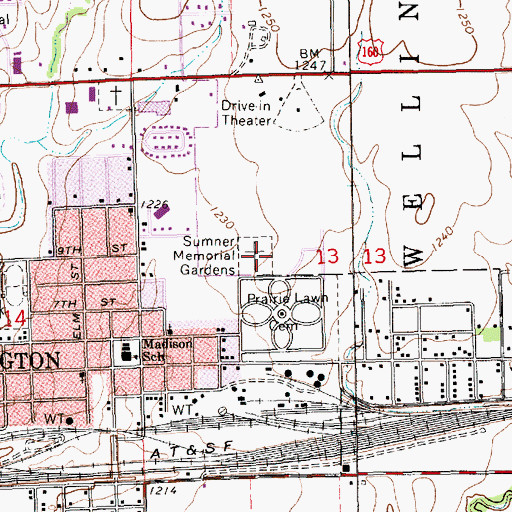 Topographic Map of Sumner Memorial Gardens, KS