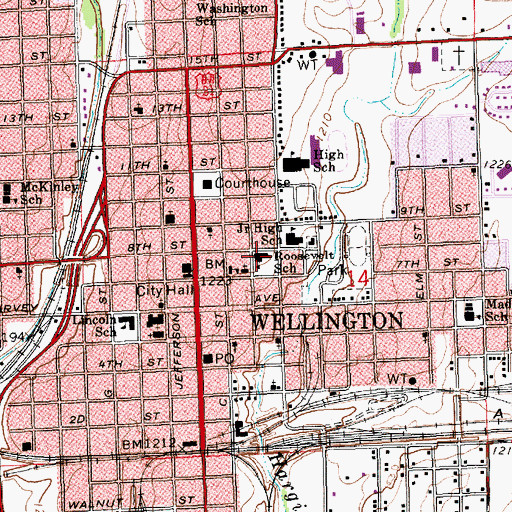 Topographic Map of Roosevelt Education Center, KS