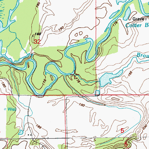 Topographic Map of Brownings Branch, AR