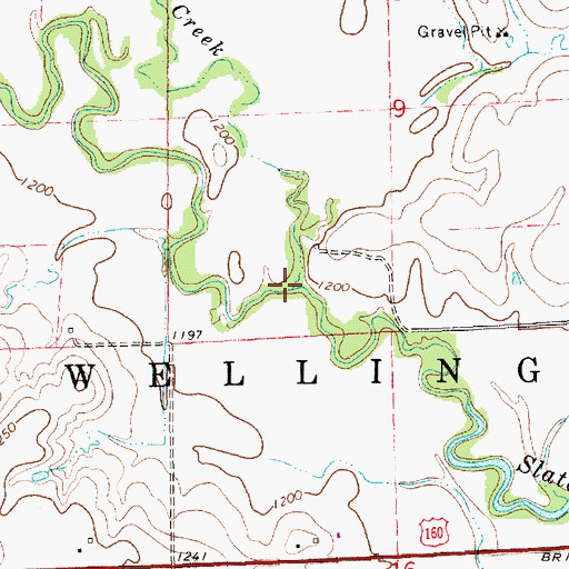 Topographic Map of Oak Creek, KS
