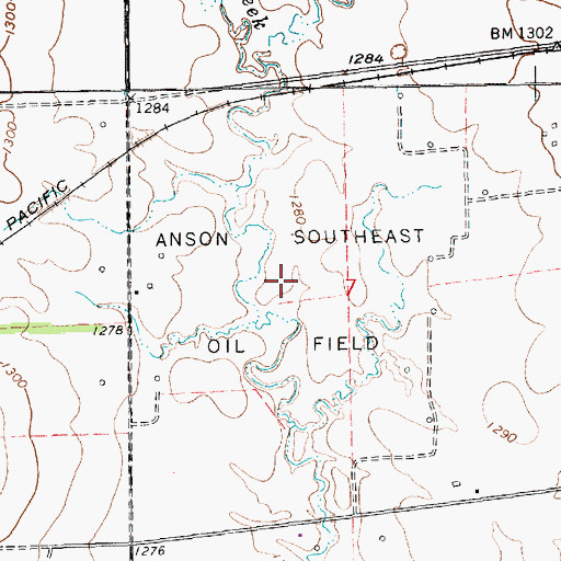 Topographic Map of Anson Southeast Oil Field, KS