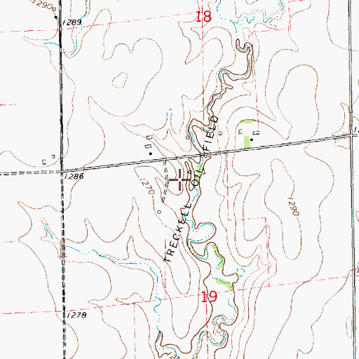 Topographic Map of Treckell Oil Field, KS
