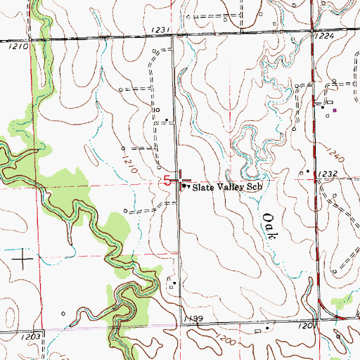 Topographic Map of Slate Valley School, KS