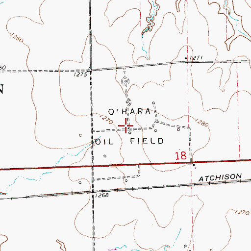 Topographic Map of O'Hara Oil Field, KS