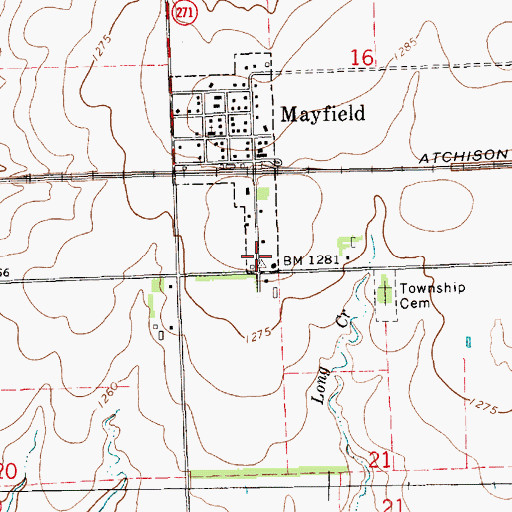 Topographic Map of Mayfield, KS