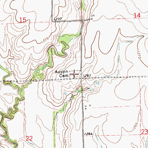 Topographic Map of Austin Cemetery, KS
