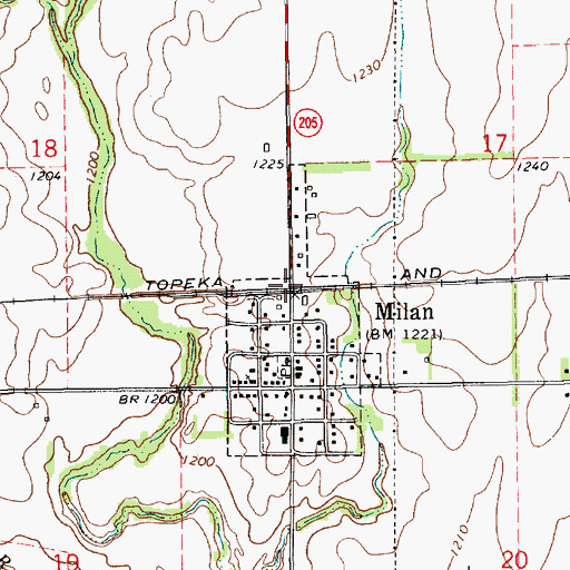 Topographic Map of Milan, KS