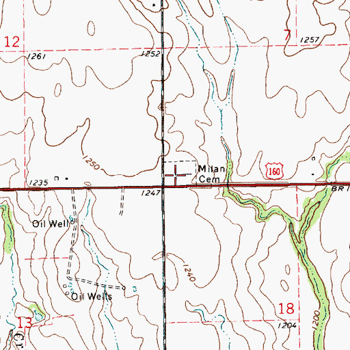 Topographic Map of Milan Cemetery, KS