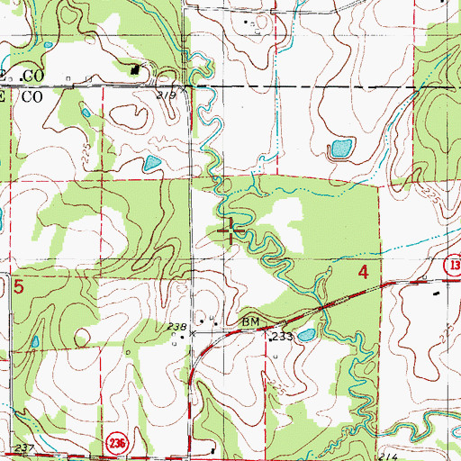 Topographic Map of Browns Branch, AR