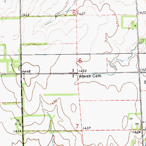 Topographic Map of Amish Cemetery, KS