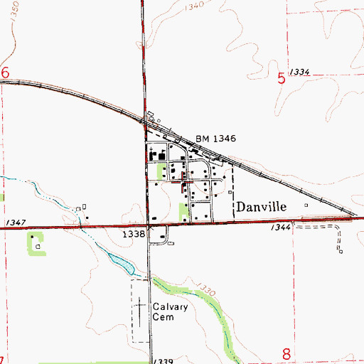 Topographic Map of Danville, KS