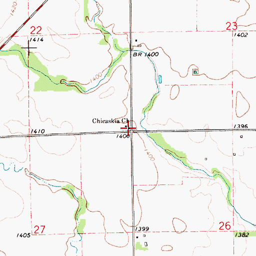 Topographic Map of Chicaskia Baptist Church, KS