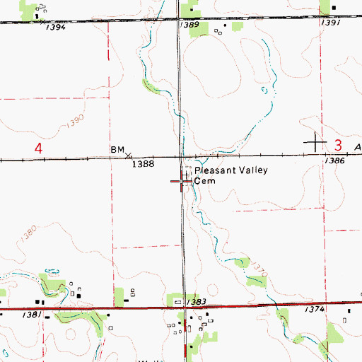 Topographic Map of Pleasant Valley Cemetery, KS