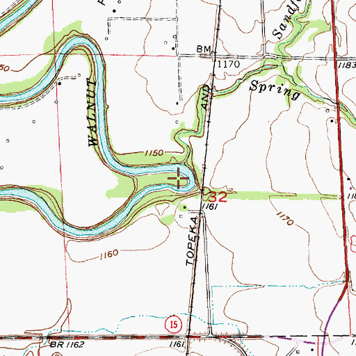 Topographic Map of Sanford Creek, KS