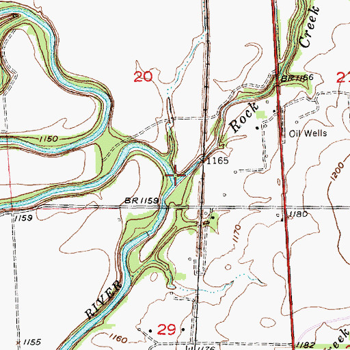 Topographic Map of Rock Creek, KS