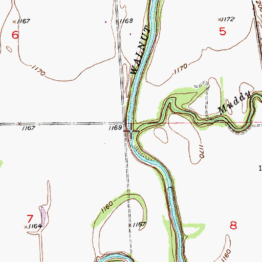 Topographic Map of Muddy Creek, KS