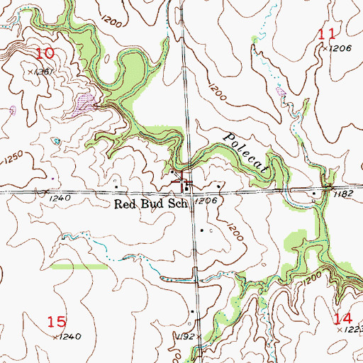 Topographic Map of Red Bud School (historical), KS