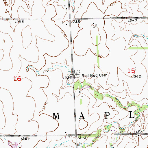 Topographic Map of Red Bud Cemetery, KS