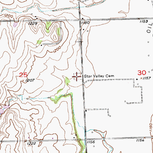 Topographic Map of Star Valley Cemetery, KS