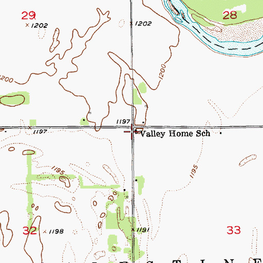 Topographic Map of Valley Home School, KS