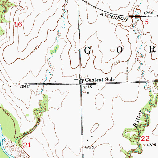 Topographic Map of Central School, KS