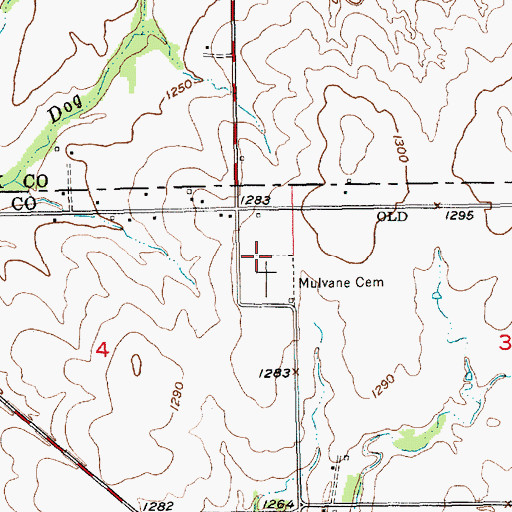 Topographic Map of Mulvane Cemetery, KS