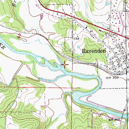 Topographic Map of Browns Creek, AR
