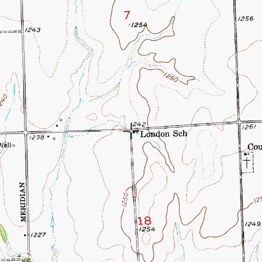 Topographic Map of London School, KS