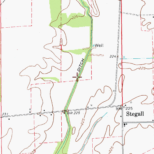 Topographic Map of Browns Creek Ditch, AR