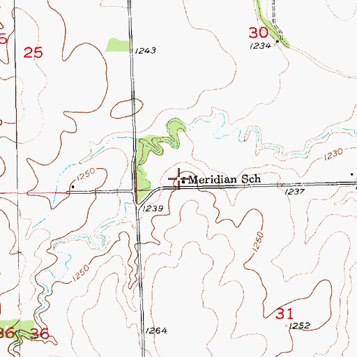 Topographic Map of Meridian School, KS
